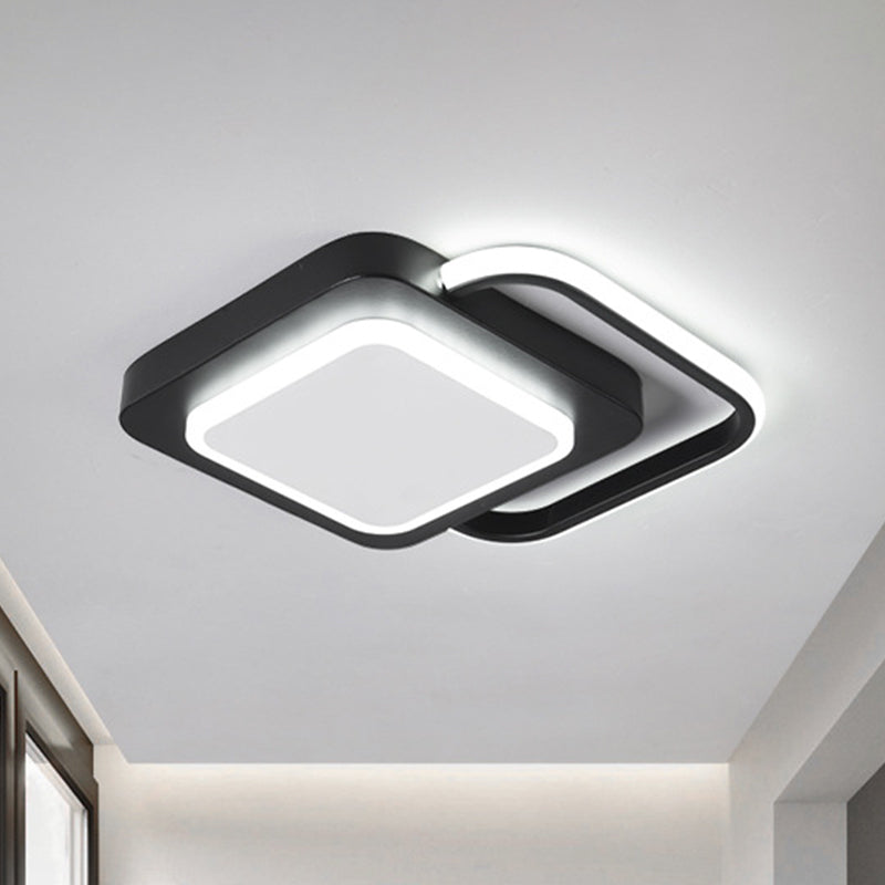 Minimalist Metal Rhombus LED Flush Ceiling Lamp - Black with White/Warm Light (Customizable in 15 Days)