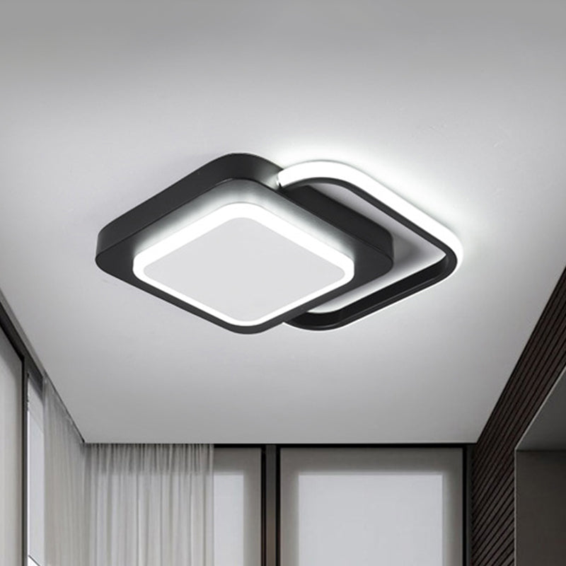 Minimalist Metal Rhombus LED Flush Ceiling Lamp - Black with White/Warm Light (Customizable in 15 Days)