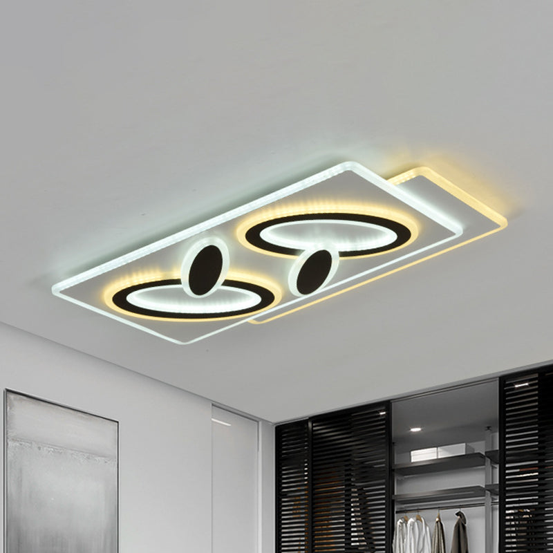 Modern Acrylic LED Flush Light in Black and White, Round/Oval/Rectangle Shape - Perfect for Bedrooms