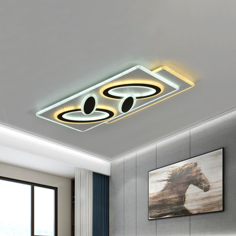 Modern Acrylic LED Flush Light in Black and White, Round/Oval/Rectangle Shape - Perfect for Bedrooms