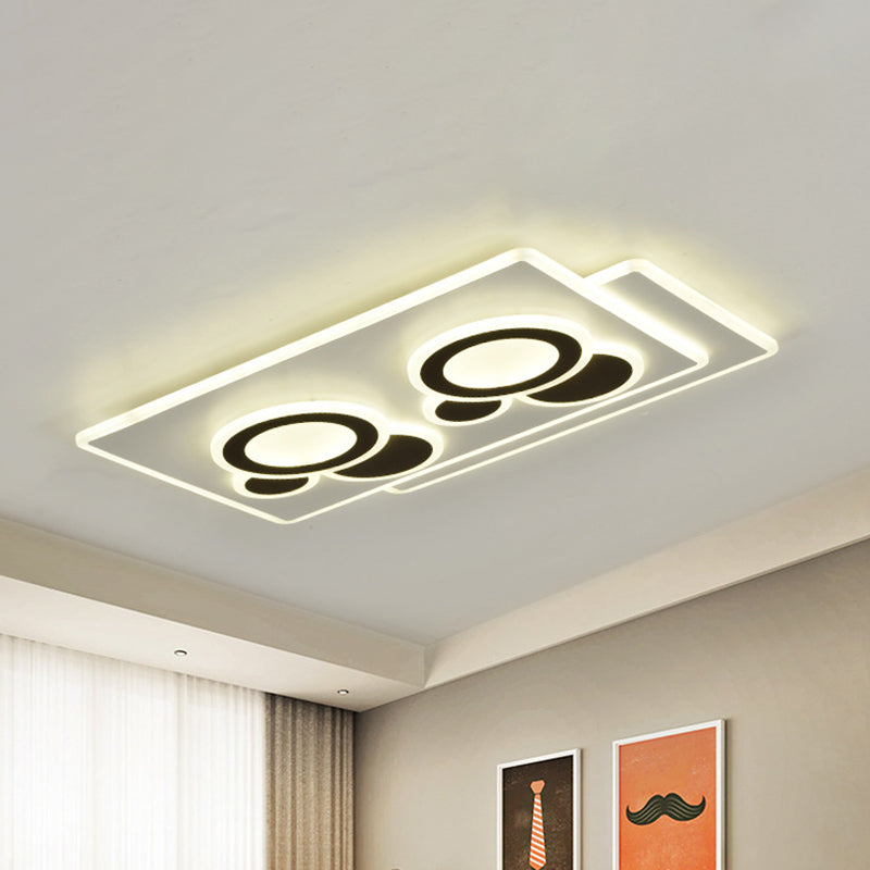 Modern Acrylic LED Flush Light in Black and White, Round/Oval/Rectangle Shape - Perfect for Bedrooms