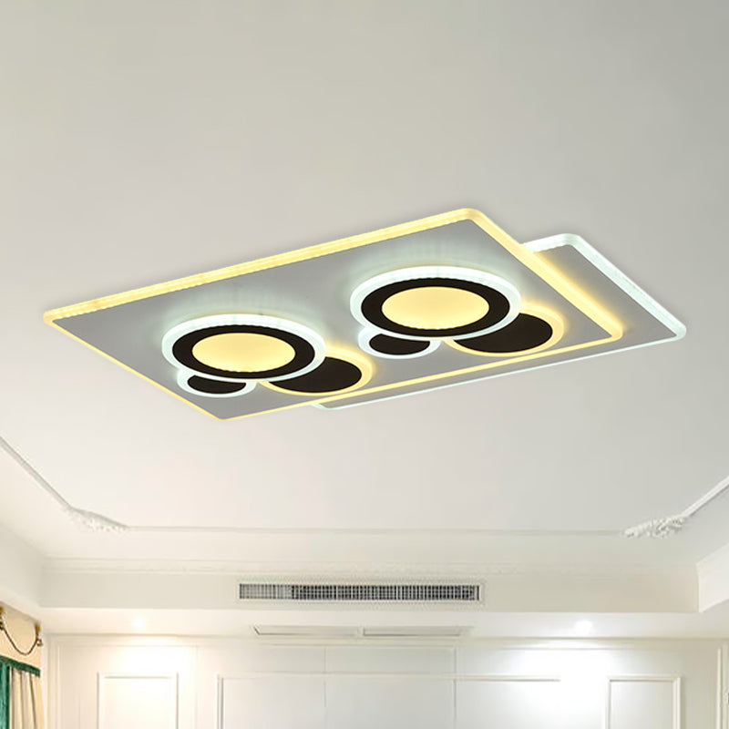 Modern Acrylic LED Flush Light in Black and White, Round/Oval/Rectangle Shape - Perfect for Bedrooms