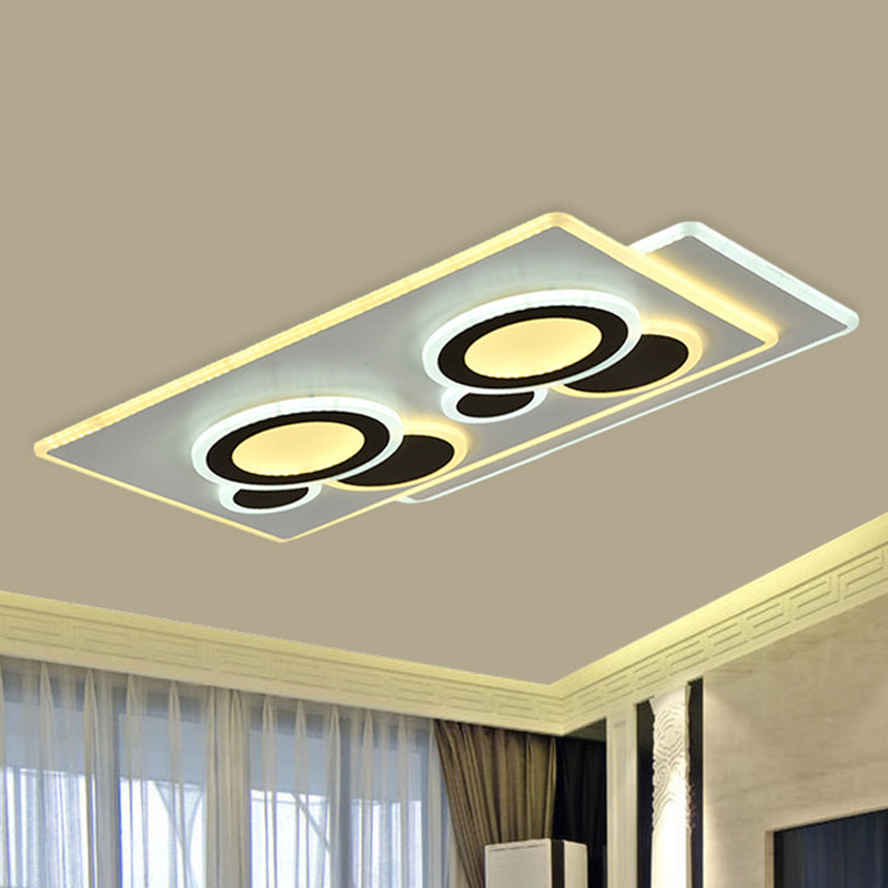 Modern Acrylic LED Flush Light in Black and White, Round/Oval/Rectangle Shape - Perfect for Bedrooms