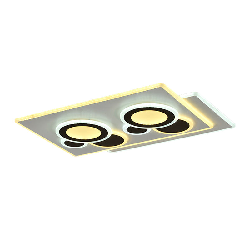 Modern Acrylic LED Flush Light in Black and White, Round/Oval/Rectangle Shape - Perfect for Bedrooms