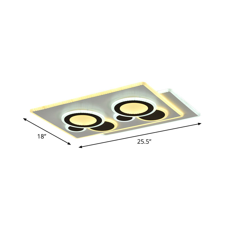 Modern Acrylic LED Flush Light in Black and White, Round/Oval/Rectangle Shape - Perfect for Bedrooms