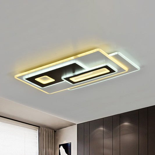 Modern Acrylic LED Flush Light in Black and White, Round/Oval/Rectangle Shape - Perfect for Bedrooms