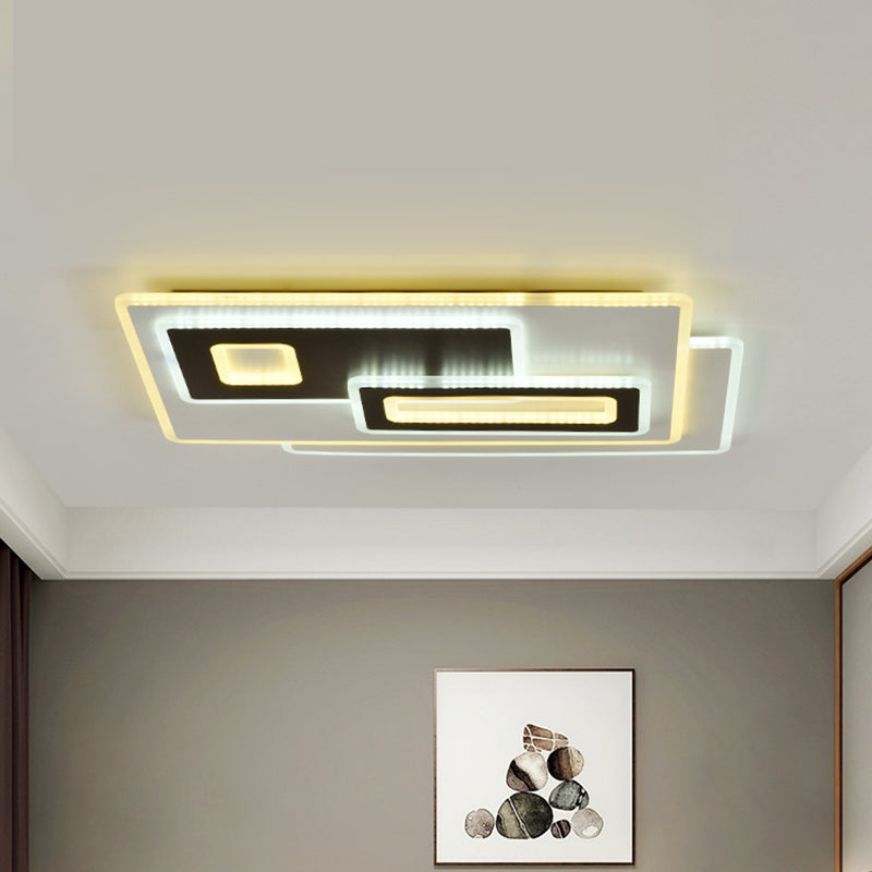 Modern Acrylic LED Flush Light in Black and White, Round/Oval/Rectangle Shape - Perfect for Bedrooms