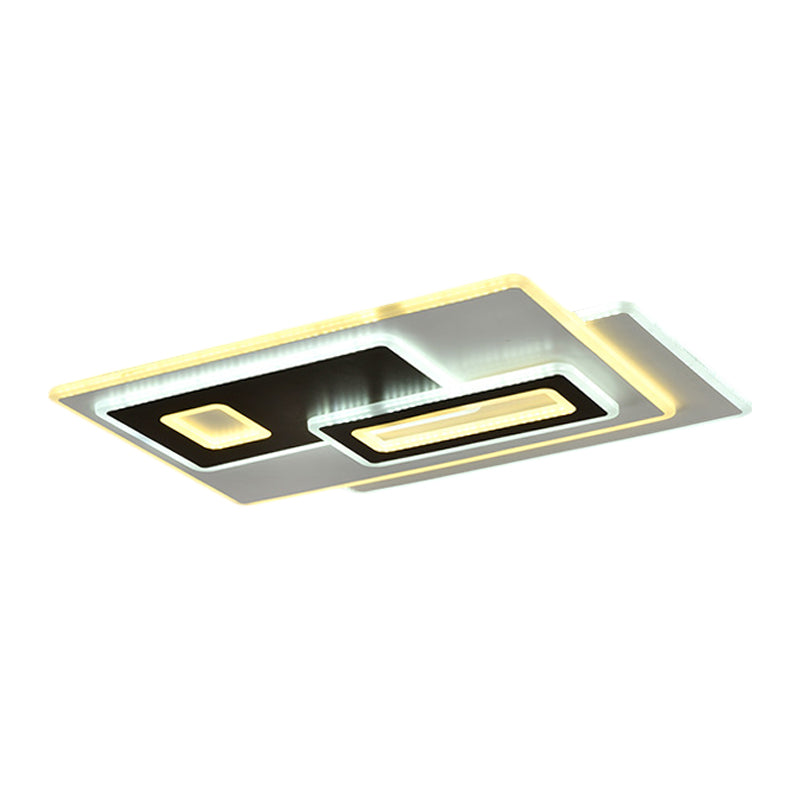 Modern Acrylic LED Flush Light in Black and White, Round/Oval/Rectangle Shape - Perfect for Bedrooms