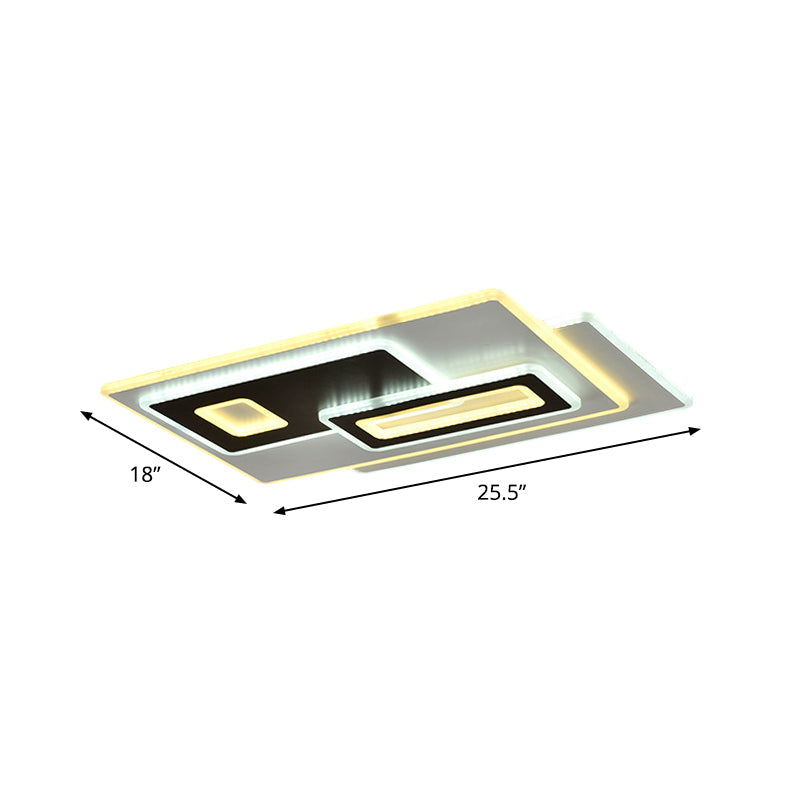 Modern Acrylic LED Flush Light in Black and White, Round/Oval/Rectangle Shape - Perfect for Bedrooms