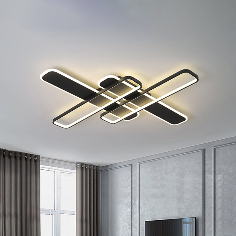 Minimalist Black Led Flush Mount Light With Acrylic Frame