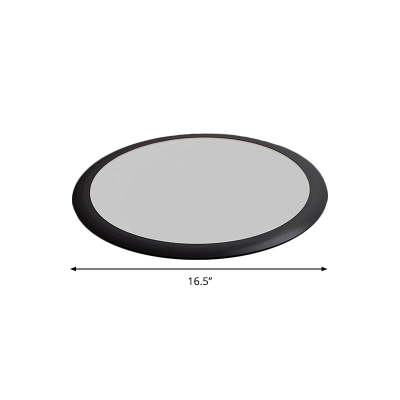 Minimalist LED Black Flush Ceiling Light with Metallic Round Mount, White/Warm Light Options (16.5"/20.5"/24.5" Dia)