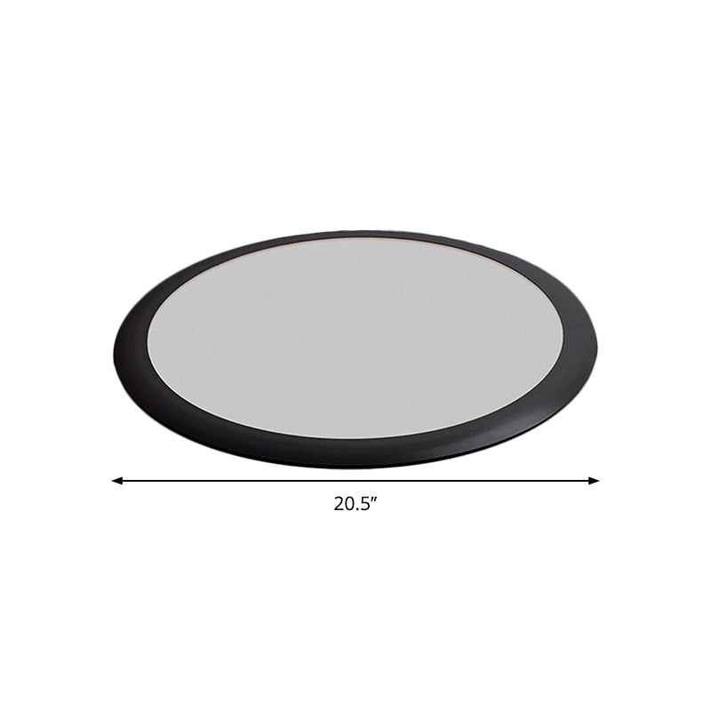 Minimalist LED Black Flush Ceiling Light with Metallic Round Mount, White/Warm Light Options (16.5"/20.5"/24.5" Dia)