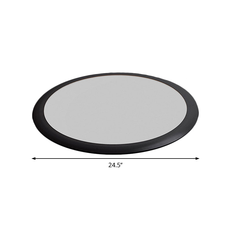Minimalist LED Black Flush Ceiling Light with Metallic Round Mount, White/Warm Light Options (16.5"/20.5"/24.5" Dia)