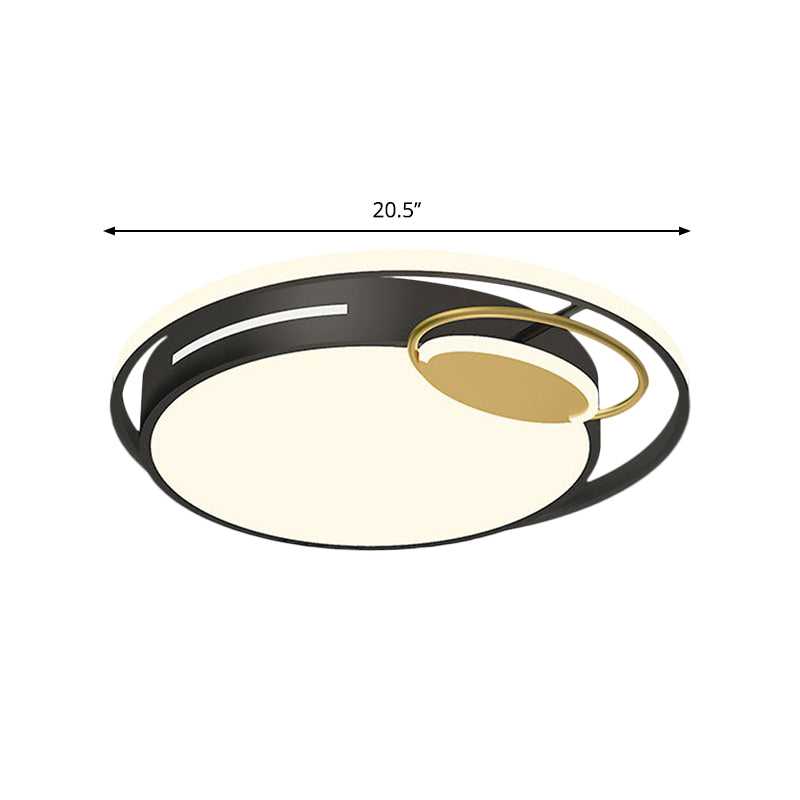 Modern Round Flushmount Metal LED Bedroom Lamp in Black/Gold, White/Warm Light