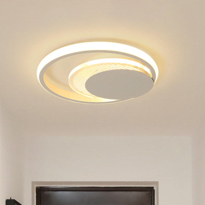 Modern Metal Circle Flush Ceiling Light in White/Black Finish - LED Flushmount Lamp with White/Warm Light