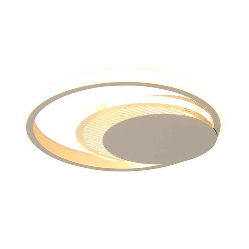 Modern Metal Circle Flush Ceiling Light in White/Black Finish - LED Flushmount Lamp with White/Warm Light