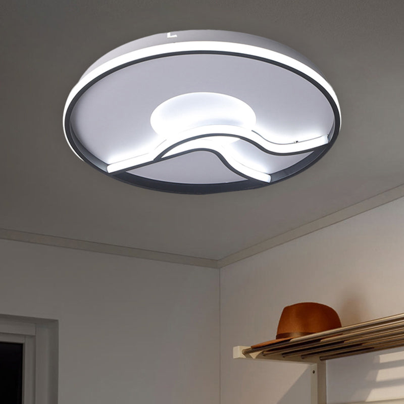 Modern LED Flush Mount Ceiling Light - Metal Minimalist Bedroom Fixture in Black, White or Warm White - 16.5", 20.5" or 24.5" Diameter