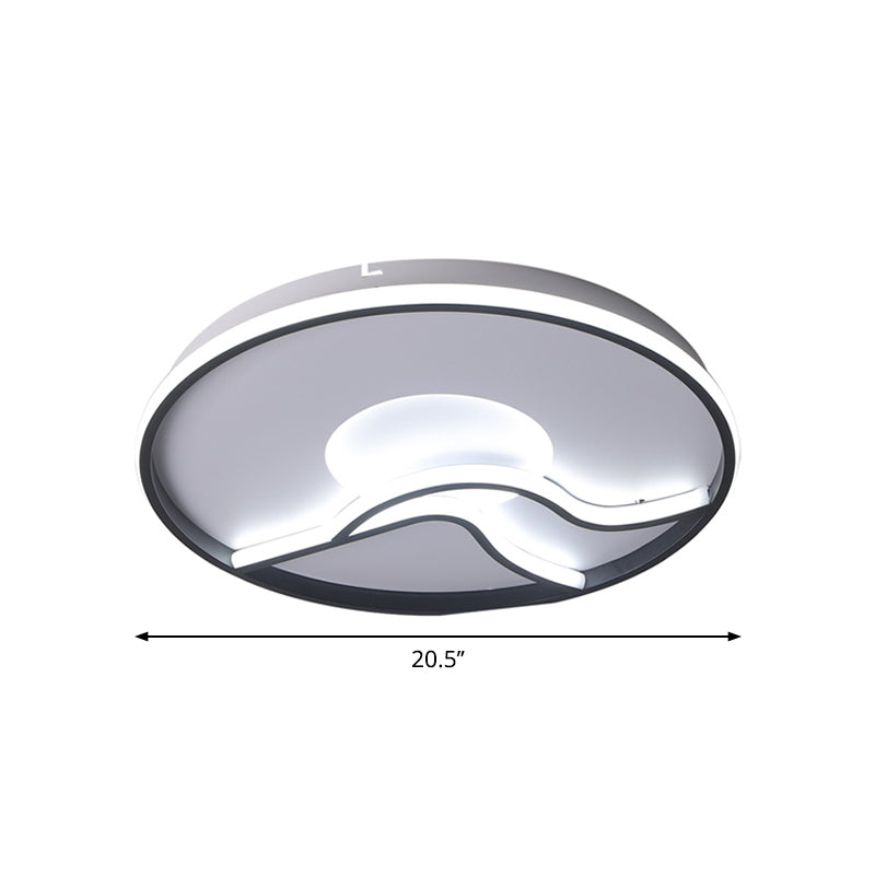 Modern LED Flush Mount Ceiling Light - Metal Minimalist Bedroom Fixture in Black, White or Warm White - 16.5", 20.5" or 24.5" Diameter