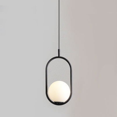 Lampe suspendue de chambre à 1/2 lumières avec abat-jour en verre blanc globe Lampe de plafond suspendue moderne noire/dorée