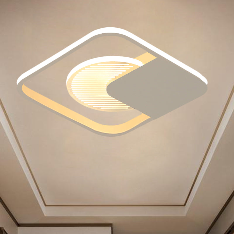 Plafonnier LED à cadre carré en métal moderniste en blanc/noir – Blanc/lueur chaude