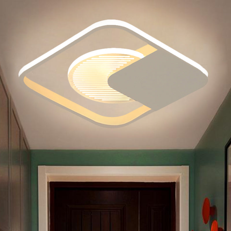 Plafonnier LED à cadre carré en métal moderniste en blanc/noir – Blanc/lueur chaude