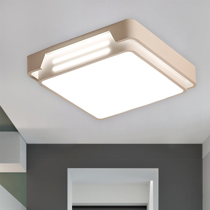 Simple Metal LED White Flush Mount Ceiling Fixture with White/Warm Light