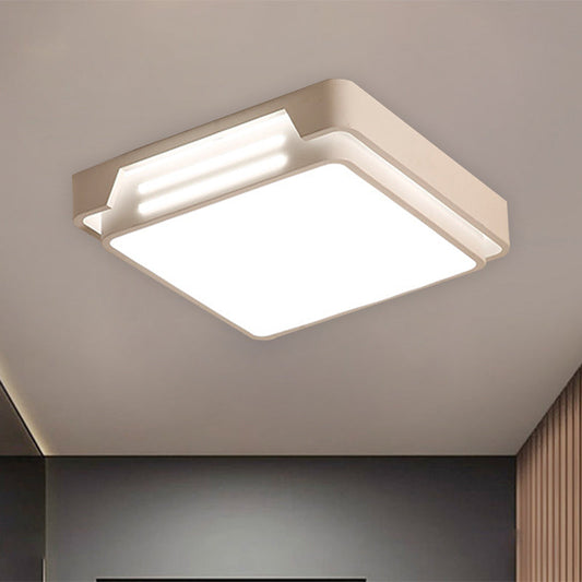 Simple Metal Led White Flush Mount Ceiling Fixture With White/Warm Light