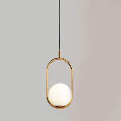 Lampe suspendue de chambre à 1/2 lumières avec abat-jour en verre blanc globe Lampe de plafond suspendue moderne noire/dorée