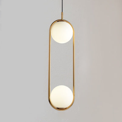 Lampe suspendue de chambre à 1/2 lumières avec abat-jour en verre blanc globe Lampe de plafond suspendue moderne noire/dorée