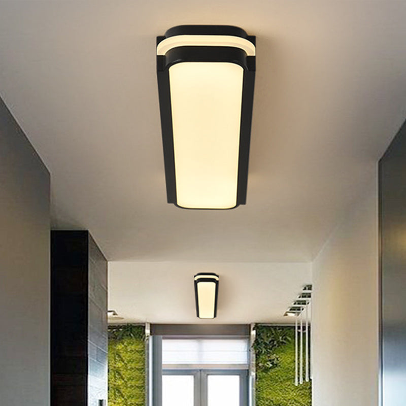 Modern LED Black Flushmount Ceiling Light Fixture - Metallic Rectangle, 19"/27"/34.5" Long, White/Warm Light