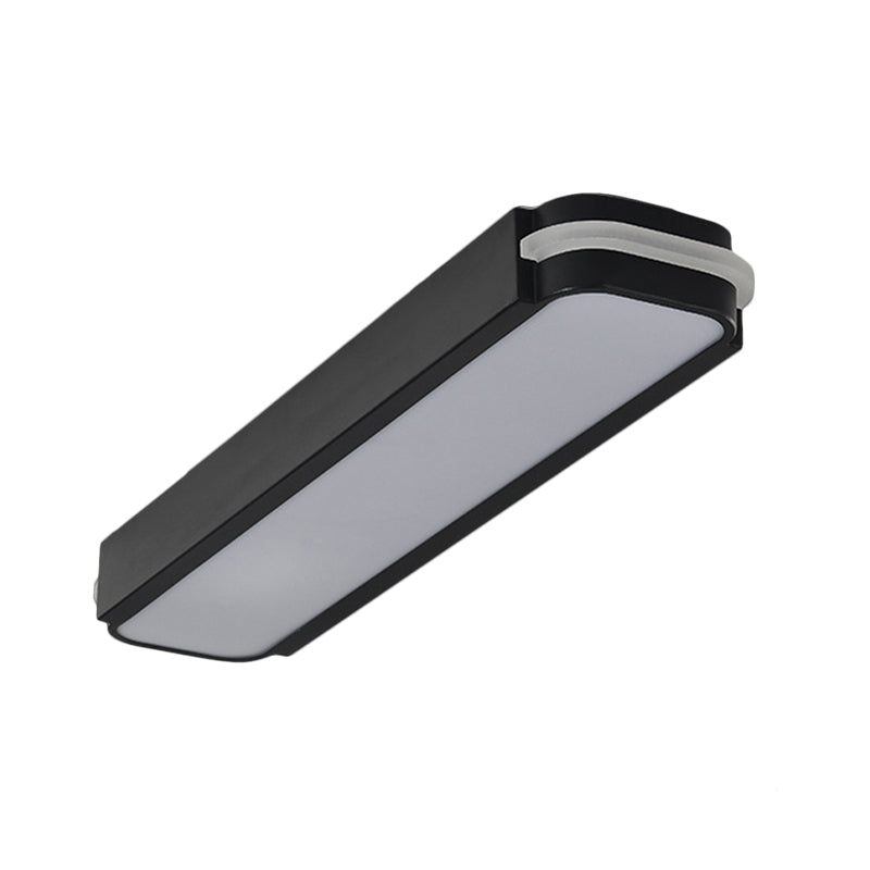 Modern LED Black Flushmount Ceiling Light Fixture - Metallic Rectangle, 19"/27"/34.5" Long, White/Warm Light