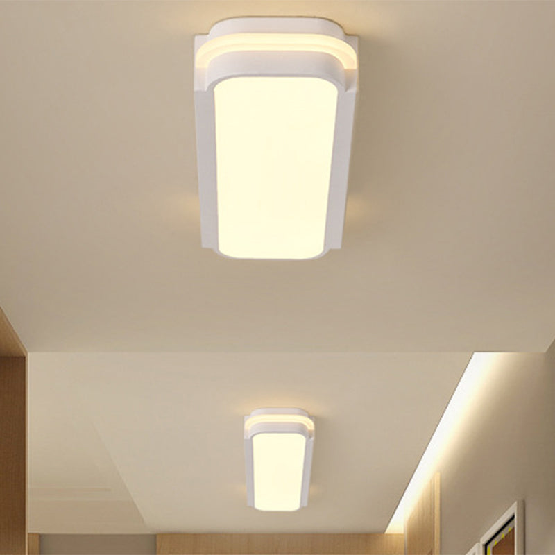 Minimalist LED White Flush Mount Light Fixture in White/Warm Light, Rectangle Metal, Multiple Sizes (19"/23"/31" L)