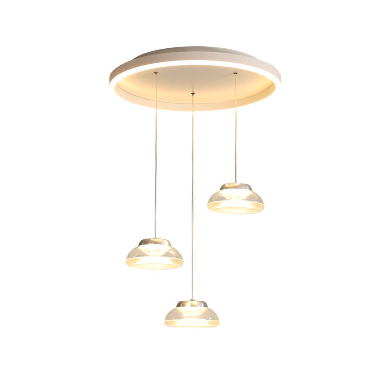 Modern Acrylic Multi Ceiling Light With 3 Led Pendant Heads - White/Warm