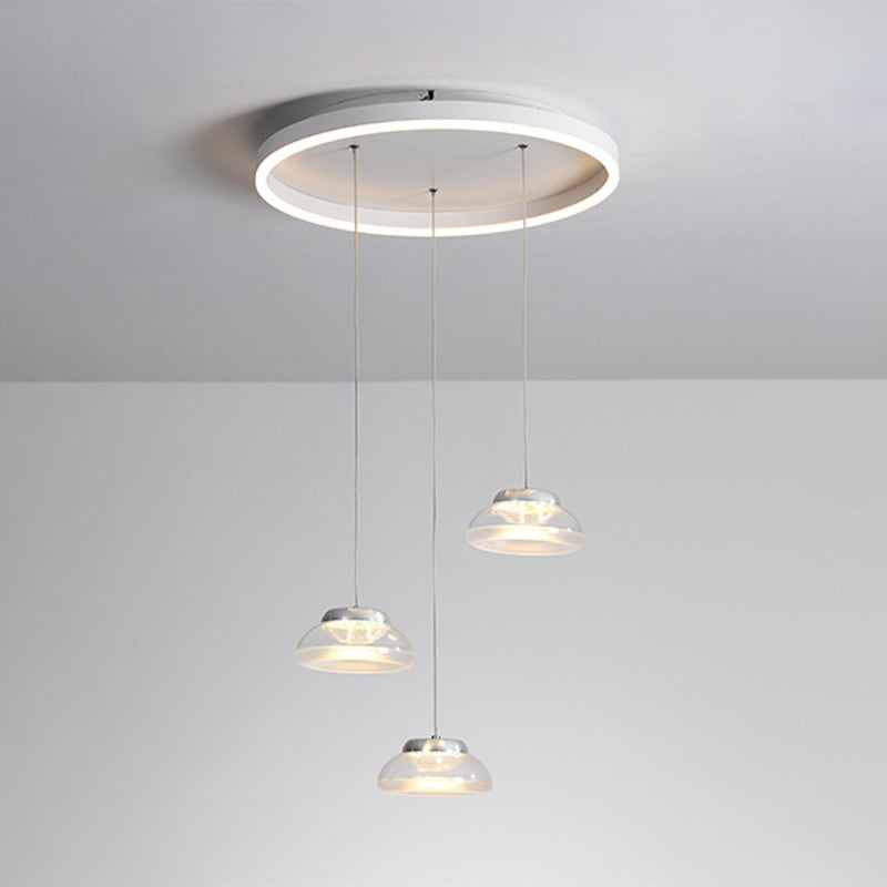 Modern Acrylic Oval Cluster Pendant Light - 3-Light LED Suspension Lamp in White/Warm Light