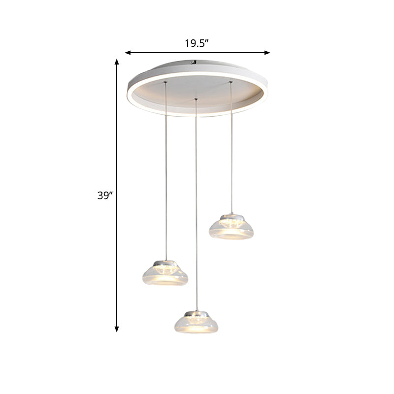 Modern Acrylic Oval Cluster Pendant Light - 3-Light LED Suspension Lamp in White/Warm Light