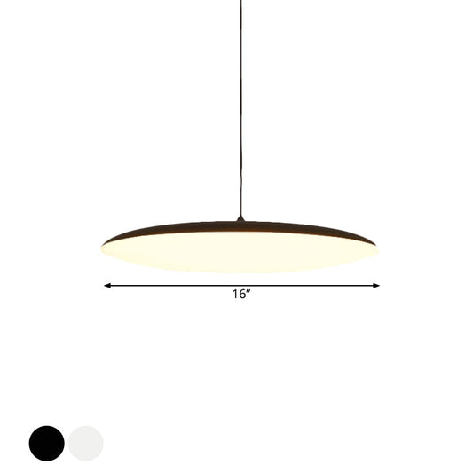 Sleek Led Bedroom Hanging Light Kit With Stylish White/Black Finish Pendant Lamp. Featuring Round
