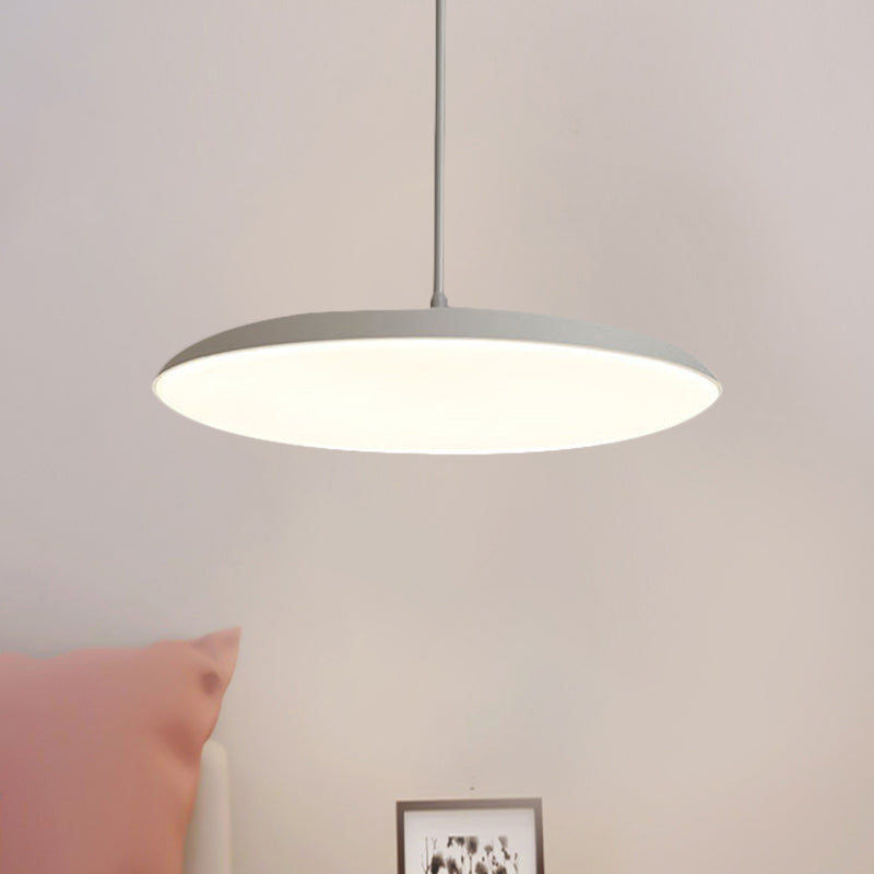 LED Bedroom Hanging Pendant Light Kit - Simple White/Black Finish with Acrylic Shade in White/Warm Light