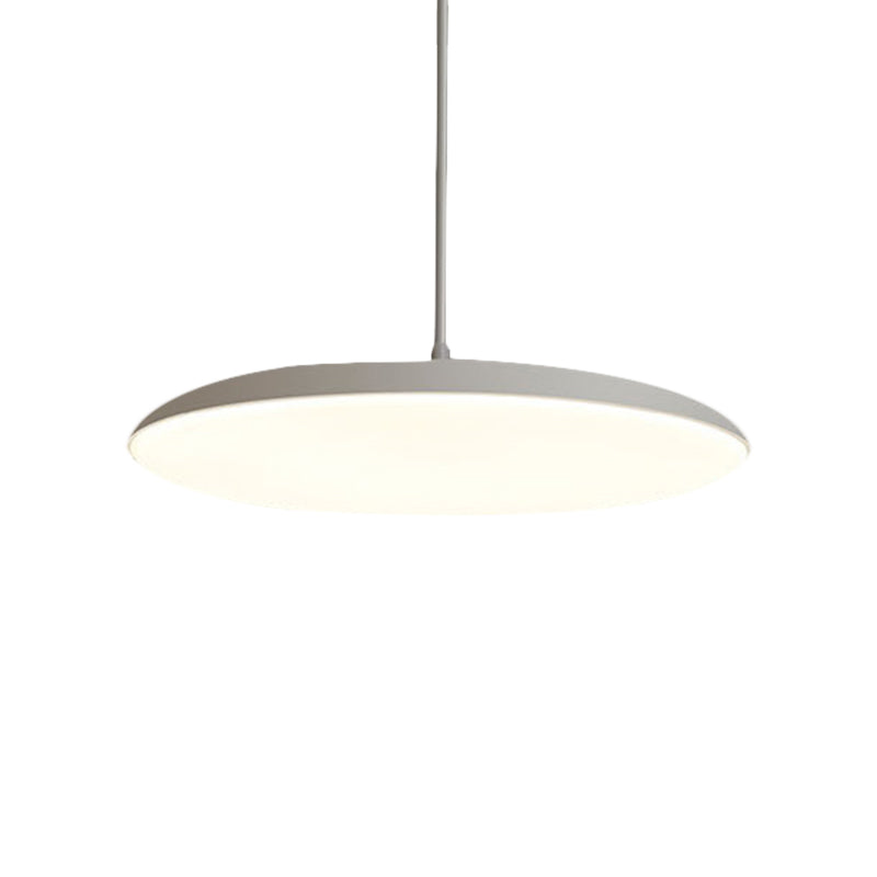 LED Bedroom Hanging Pendant Light Kit - Simple White/Black Finish with Acrylic Shade in White/Warm Light