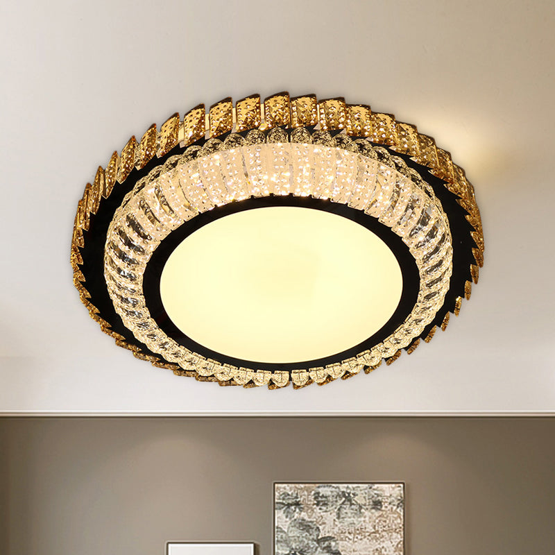 Sleek Crystal Round Ceiling Flush Mount LED Lamp in Stainless Steel - Ideal for Simplicity Bedroom Décor