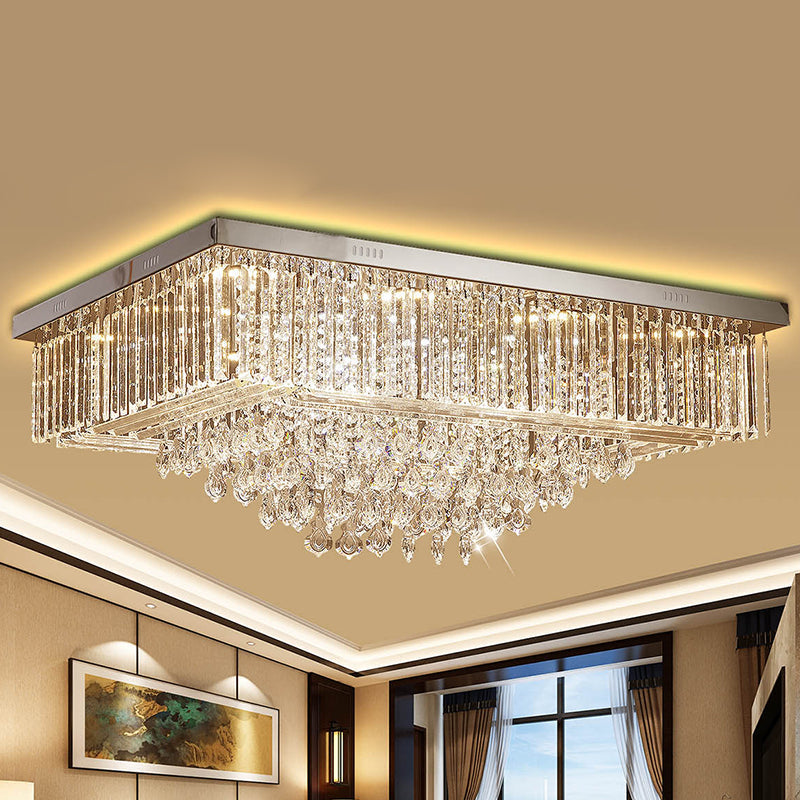 Plafonnier encastré à LED contemporain en cristal transparent