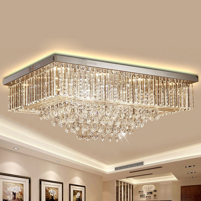 Plafonnier encastré à LED contemporain en cristal transparent