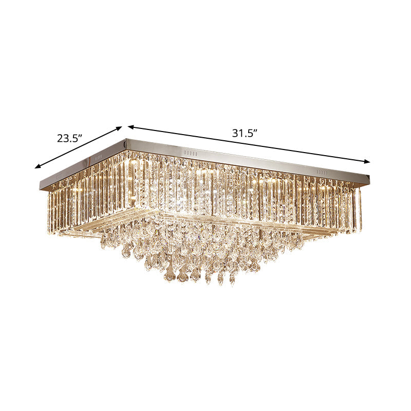 Plafonnier encastré à LED contemporain en cristal transparent
