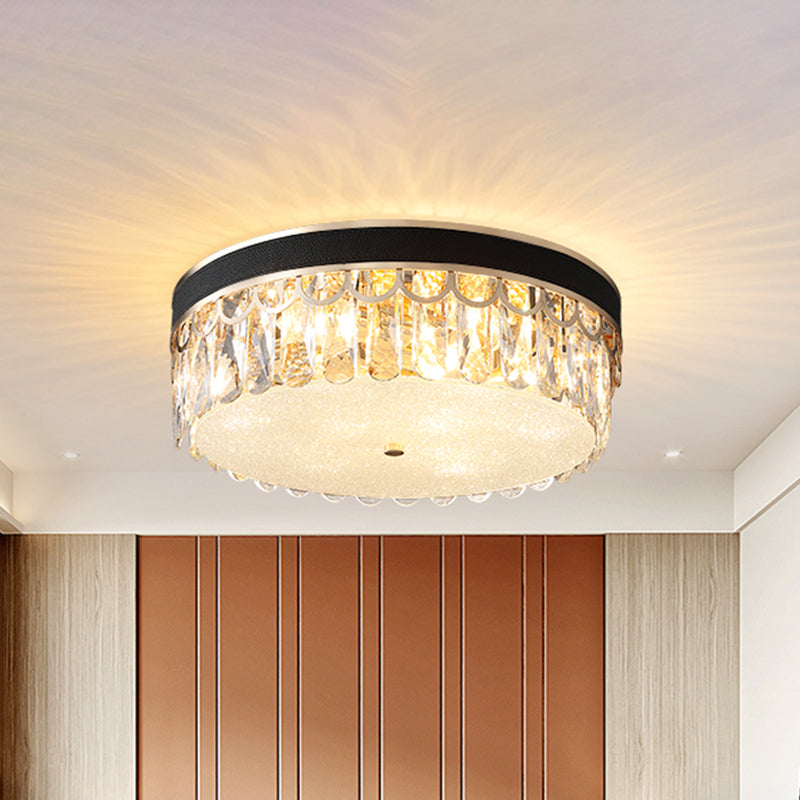 Plafonnier tambour en cristal moderne avec 5 ampoules orange/noires