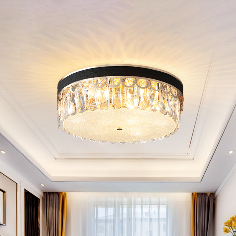 Plafonnier tambour en cristal moderne avec 5 ampoules orange/noires