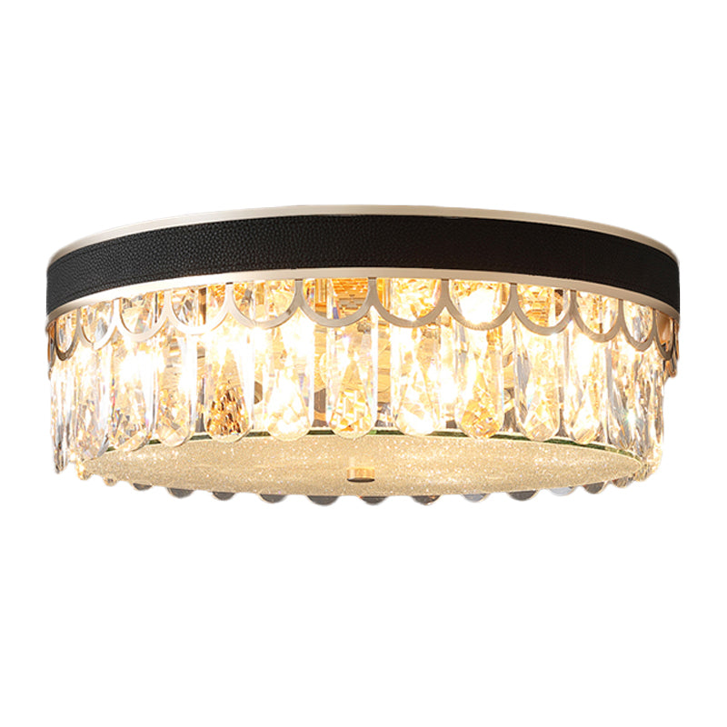 Plafonnier tambour en cristal moderne avec 5 ampoules orange/noires