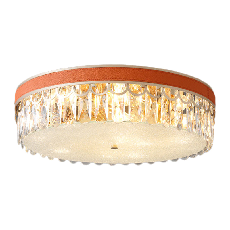 Plafonnier tambour en cristal moderne avec 5 ampoules orange/noires