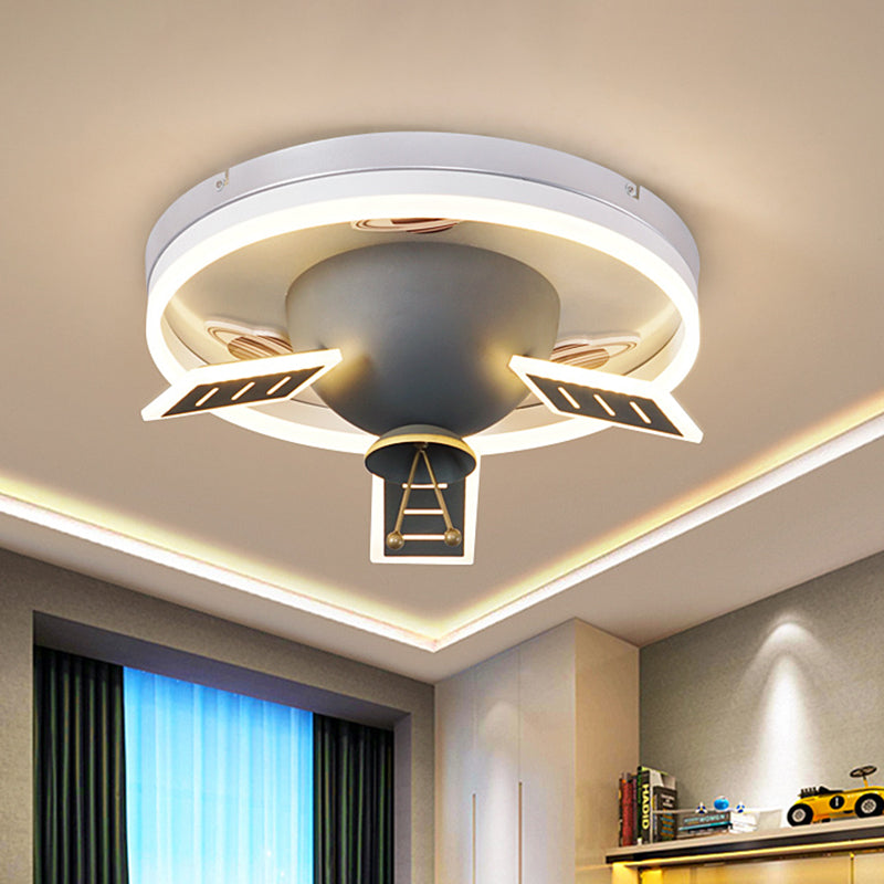 Modern Nordic Satellite Flush Mounted Ceiling Light in Grey - LED Acrylic Lamp for Kids