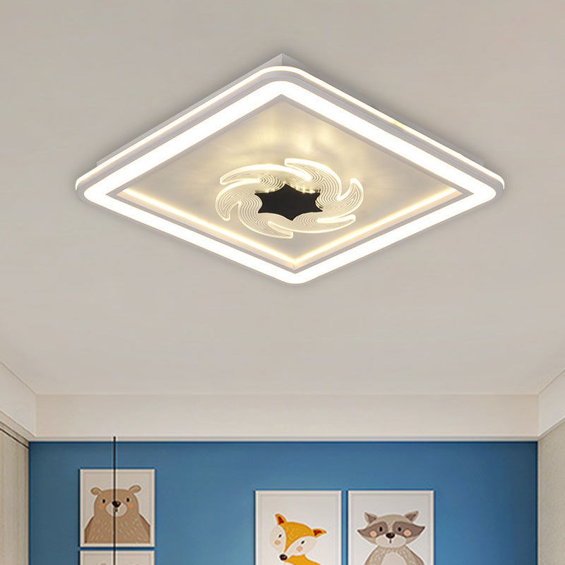 LED Kids Bedroom Ceiling Light with Whimsical Windmill/Flower Design - Black/White