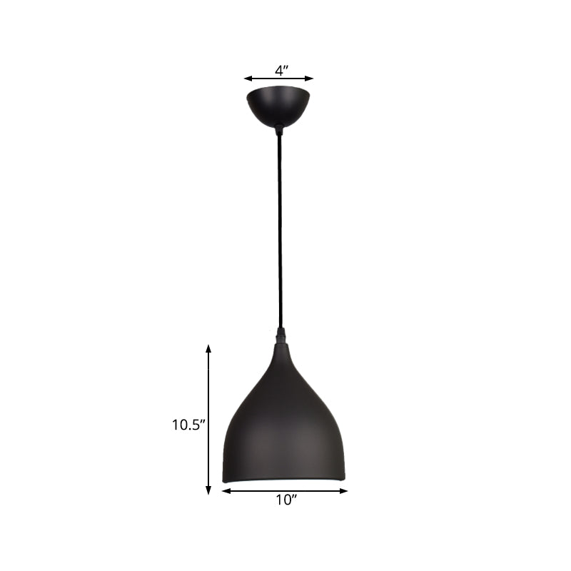 Plafonnier suspendu en forme de dôme en métal moderne - 6,5"/10"/12" de large - 1 lumière - Noir/Blanc/Rouge suspendu