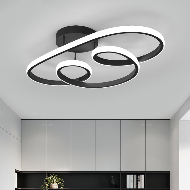 Plafonnier semi-encastré à LED Nordic avec cadre torsadé en acrylique - Noir